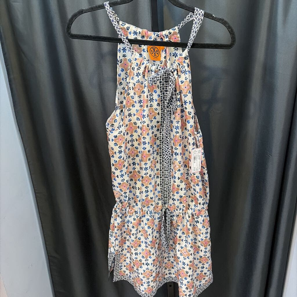 Tory Burch Silk Drawstring Print TOPS Large