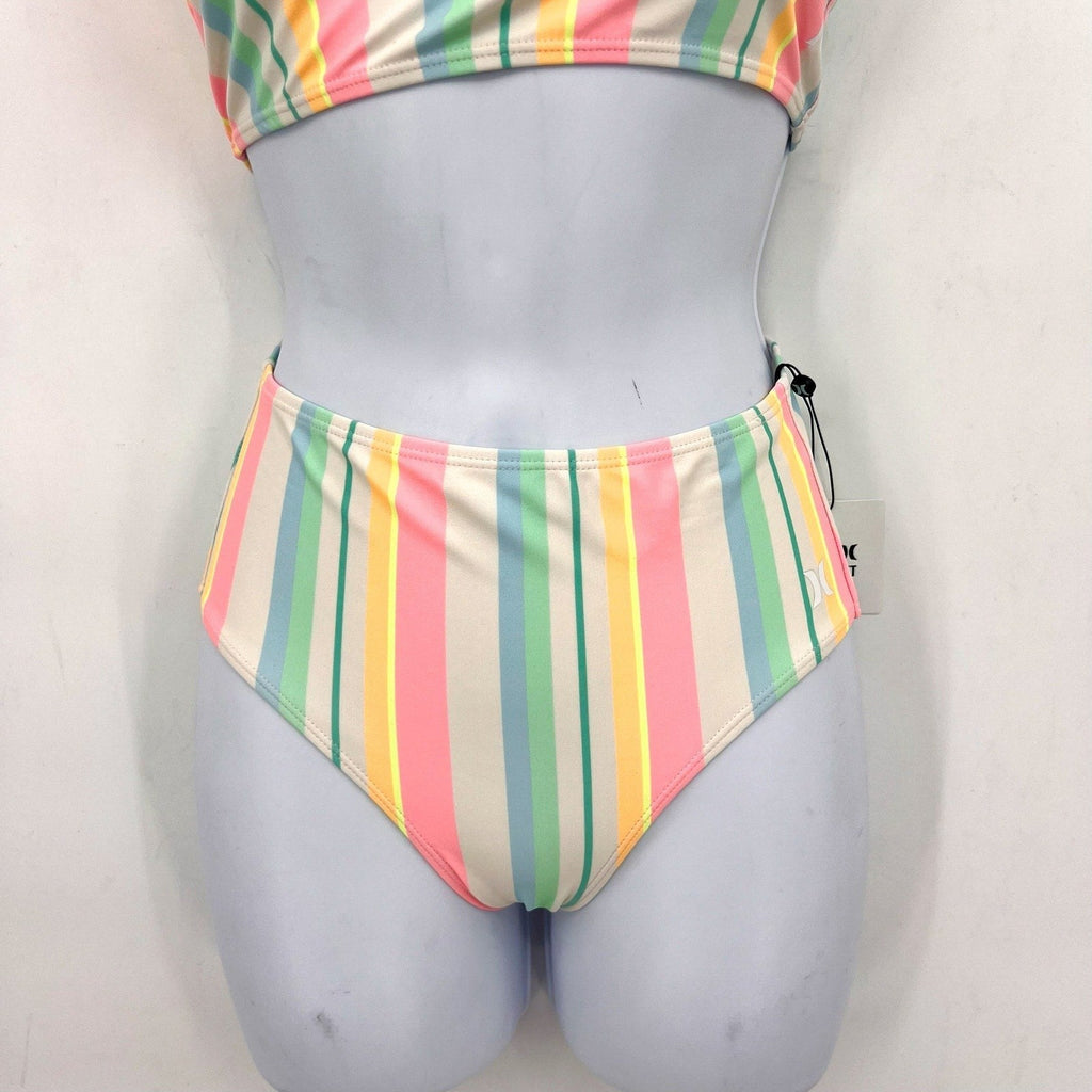 HURLEY Girl's Crossback Tankini 2-Piece Bikini Set Size 8 Pastel Striped NWT