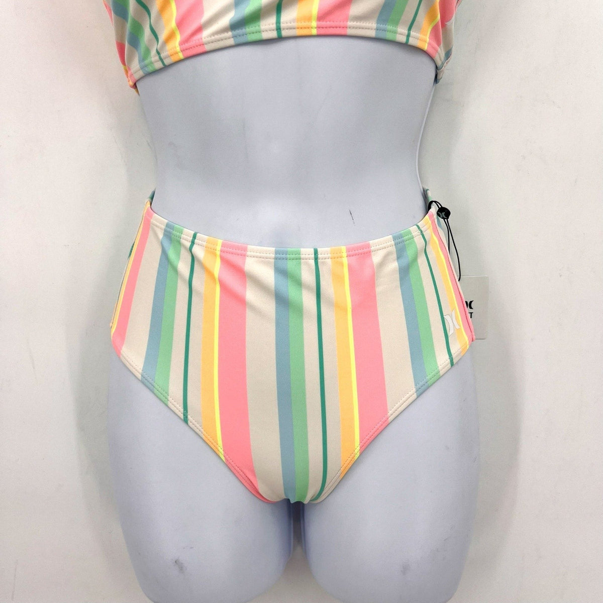 HURLEY Girl's Crossback Tankini 2-Piece Bikini Set Size 8 Pastel Striped NWT