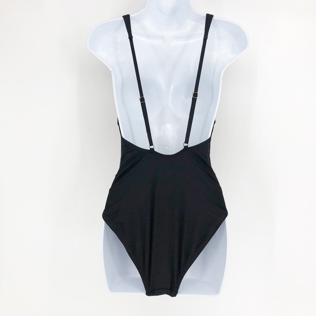 ANDIE SWIM Sardinia One Piece Swimsuit Small Tall Black Plunge V Neck