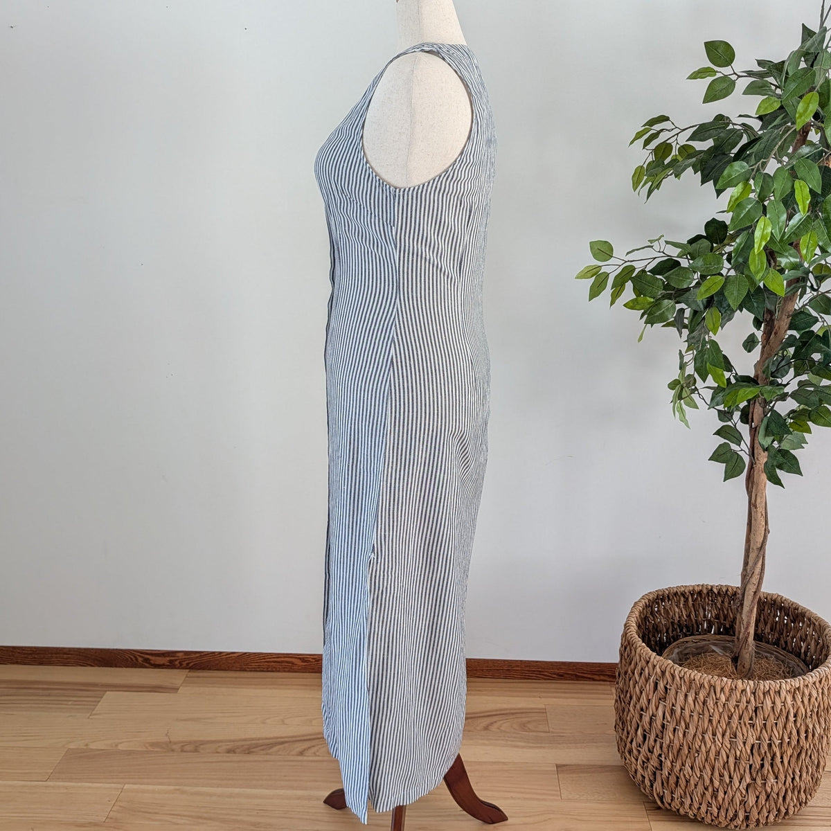 Onia Linen Blend Striped Maxi Dress - XL