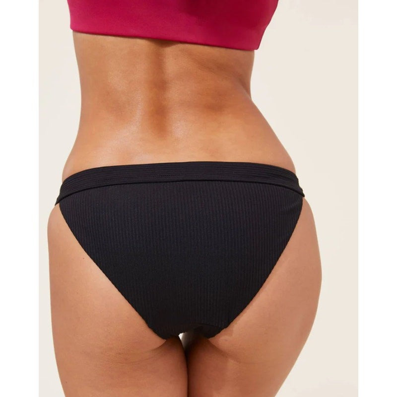 ANDIE SWIM Women's The Banded Cheeky Bikini Bottom Size XL Black Ribbed