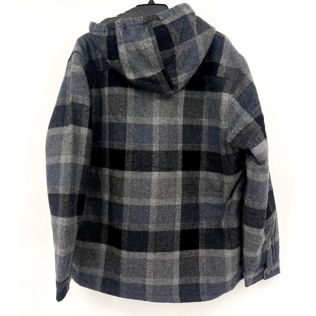 PRANA Men's Asgard Hooded Flannel Shirt Jacket XXL Gray Charcoal Plaid NWT