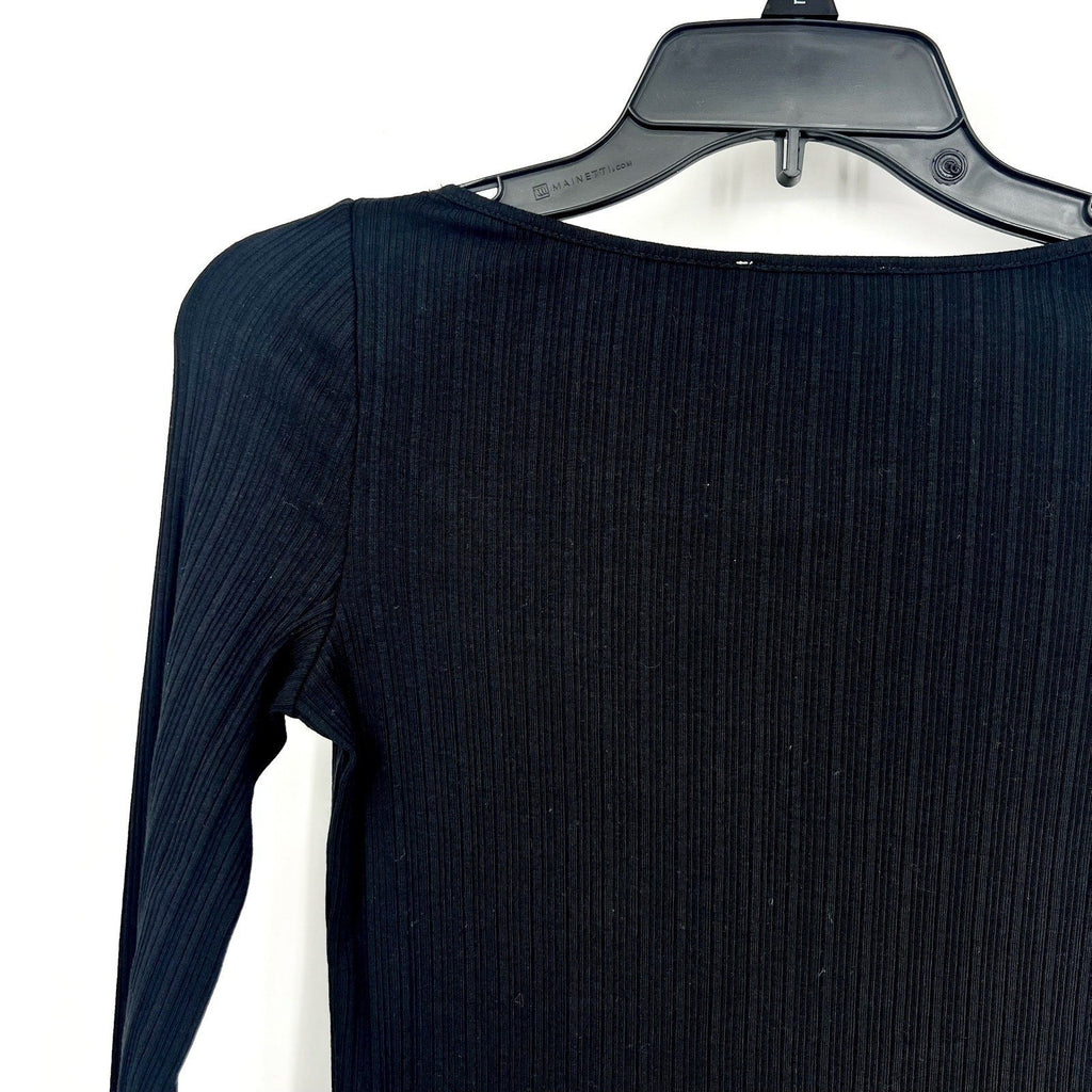 MADEWELL Women's Boat Neck Rib Top XS Jet BlackLong Sleeve NS805 NWT