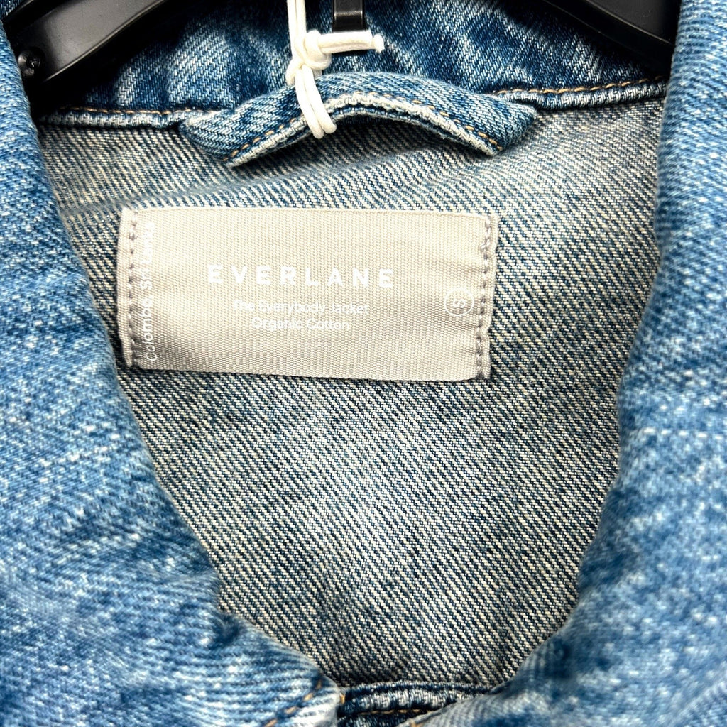 EVERLANE Unisex Everyone Denim Jacket Small Broken in Blue Organic Cotton NWT
