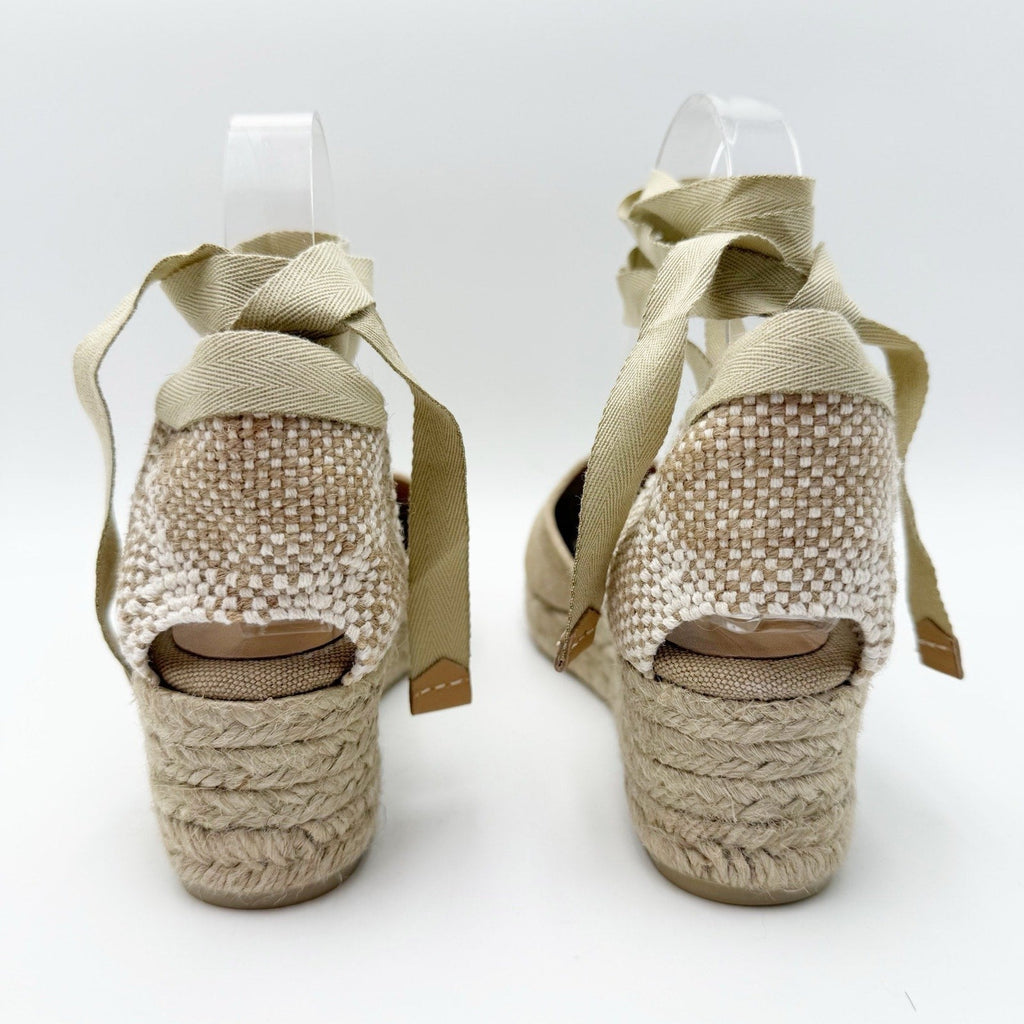Castaner Womens Carina 3/002 Wedge Sandals US 7.5 EU 38 Natural Beige Canvas NIB