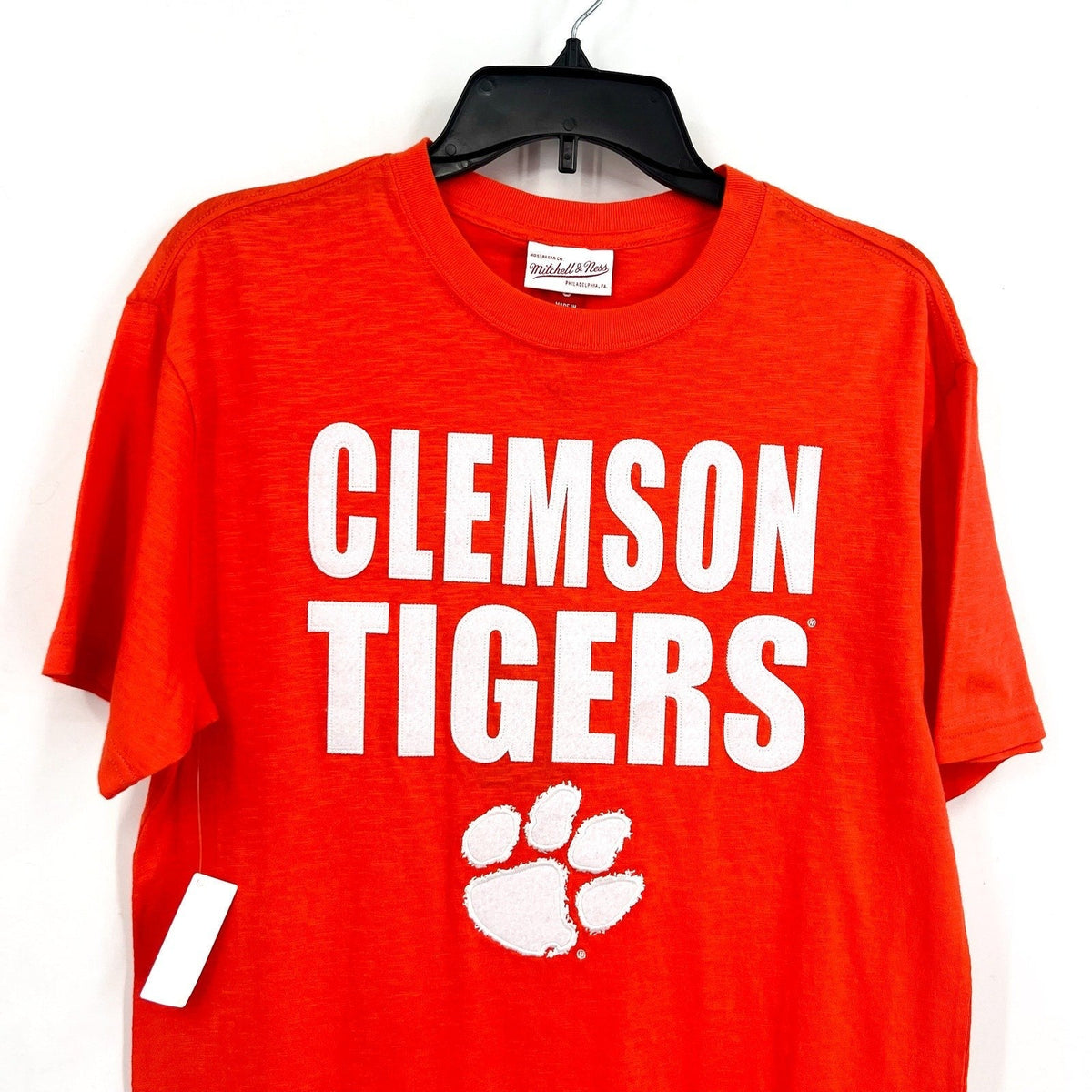 MITCHELL & NESS Mens NCAA Clemson Tigers Embroidered Tee Small Orange NWT