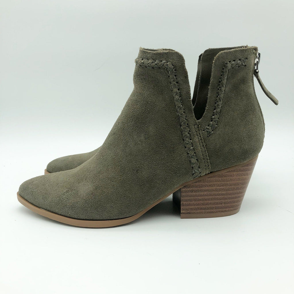 Dolce Vita Womens Dylan Ankle Booties Size 7.5 Green Textured Heel Suede NWOB