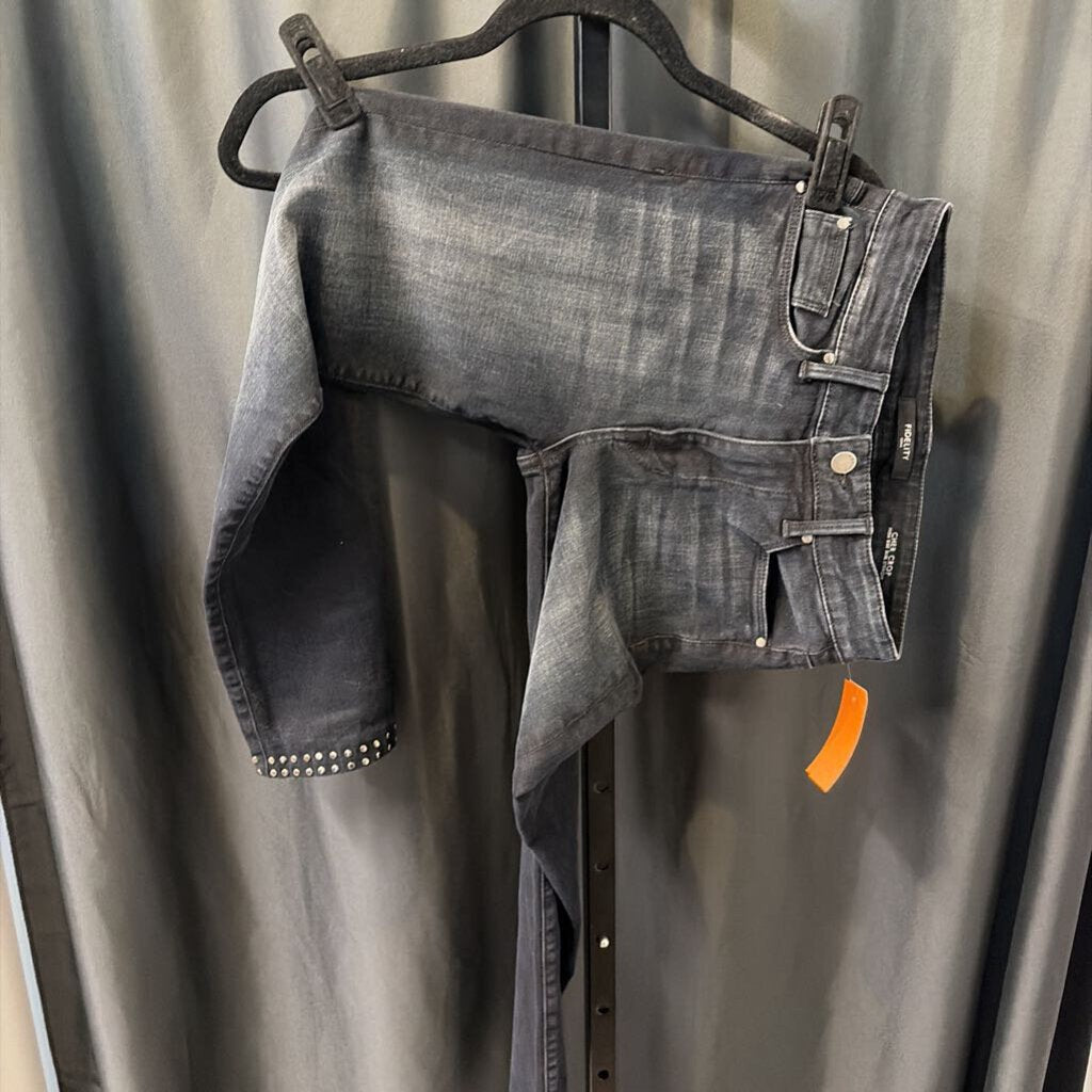 Fidelity Cropped Studded Bottom JEANS 25