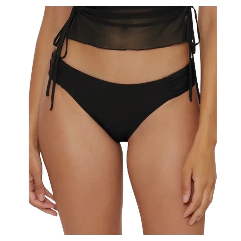 BECCA Women's Muse Side Ruched Bikini Bottoms Small Black Hipster NWT
