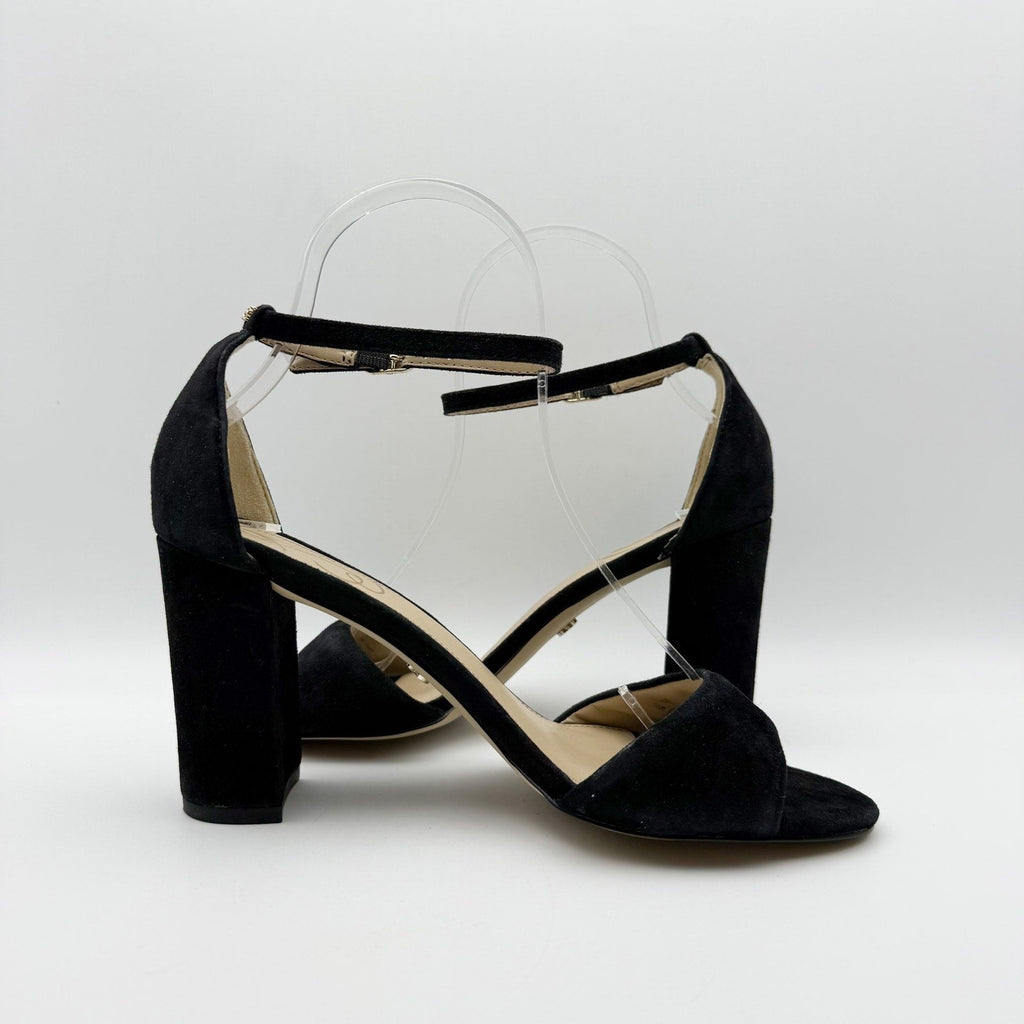 Sam Edelman Womens Robyn Heels Size 10 M Black Suede Leather Ankle Strap NWOB