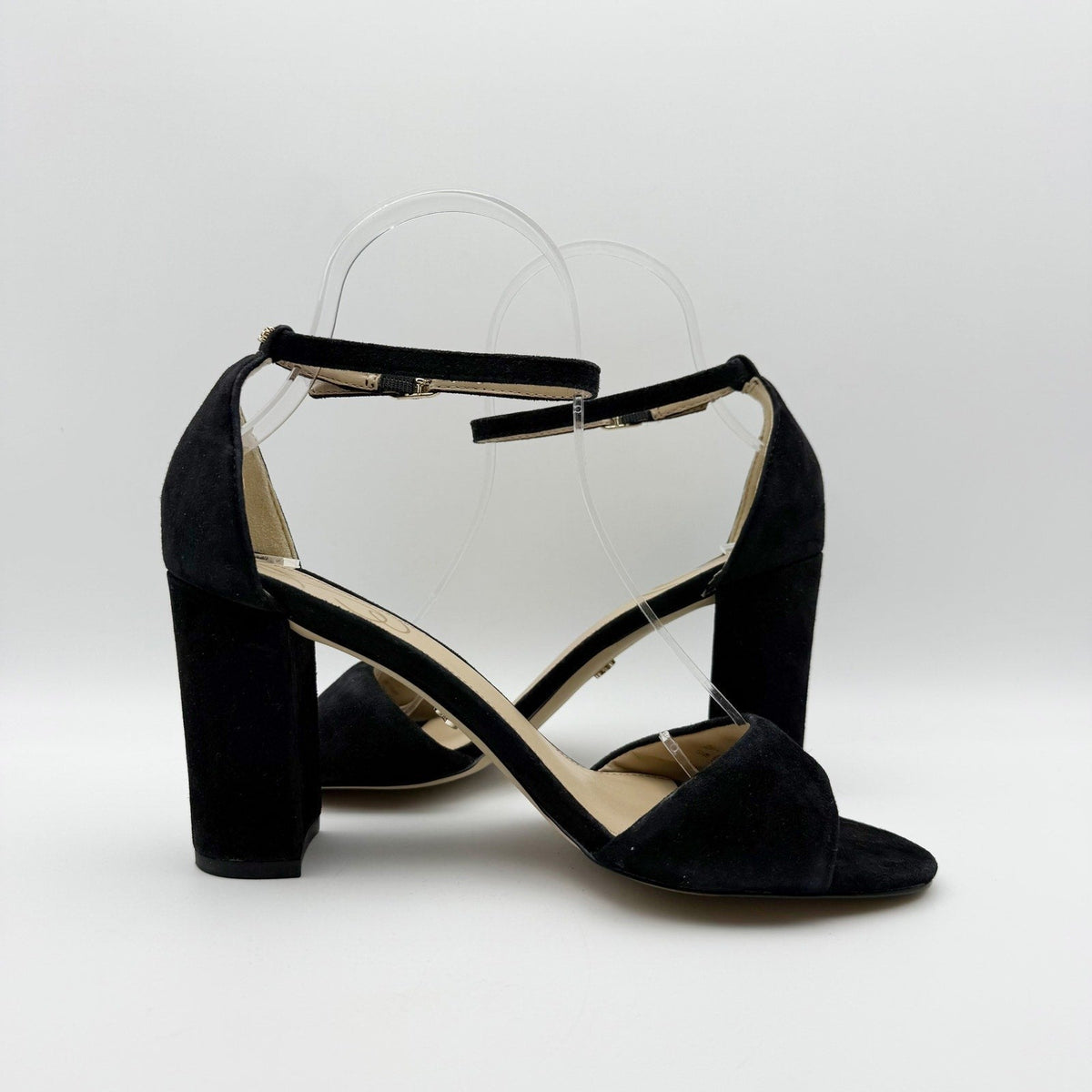 Sam Edelman Womens Robyn Heels Size 10 M Black Suede Leather Ankle Strap NWOB