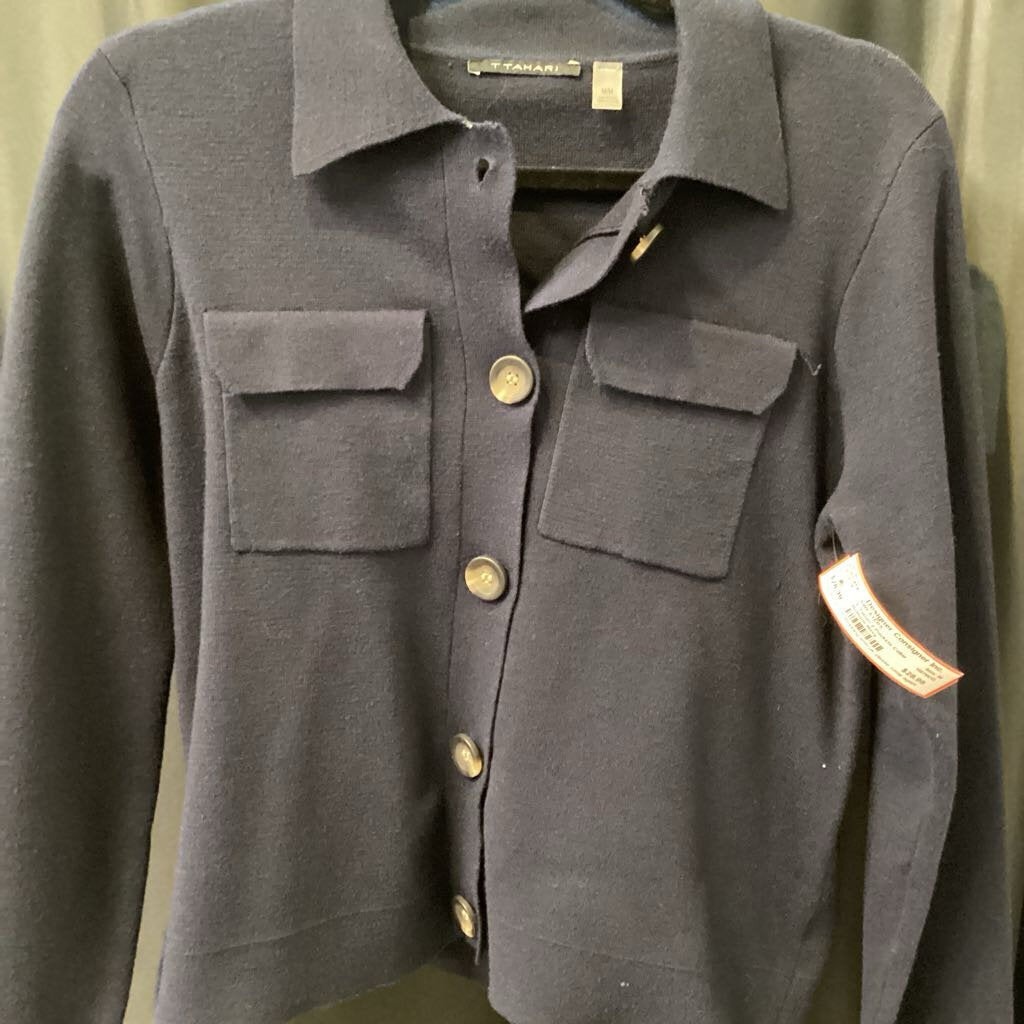 T Tahari 2 Pockets Collar Buttons SWEATERS M