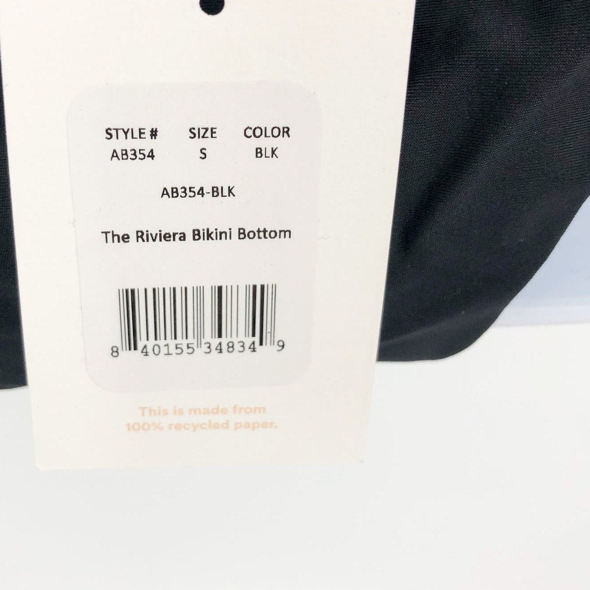 ANDIE SWIM The Riviera Bikini Bottom Small Black Belted Trim Basic NWT