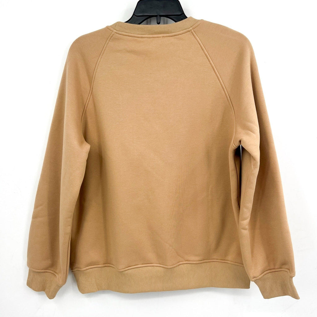 GILLI Womens Pumpkin Spice Keeps Me Nice Crew Sweatshirt Medium Petite Tan NWOT