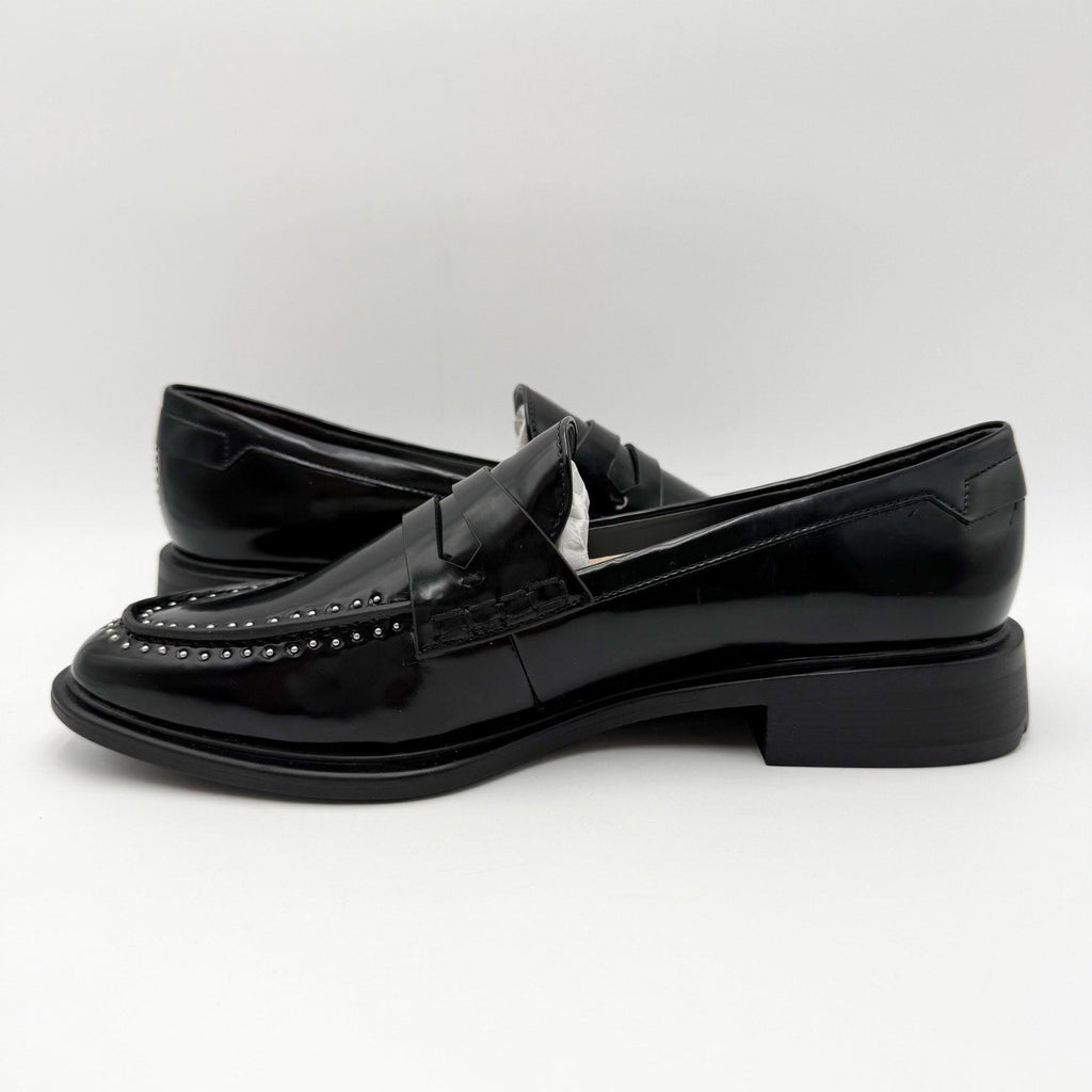 Franco Sarto Womens Eden Studded Loafers Size 8.5 M EU 39 Black Slip On NWOBl