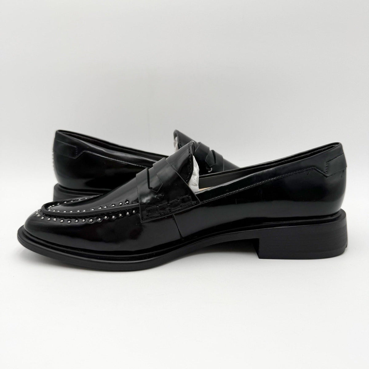 Franco Sarto Womens Eden Studded Loafers Size 8.5 M EU 39 Black Slip On NWOBl