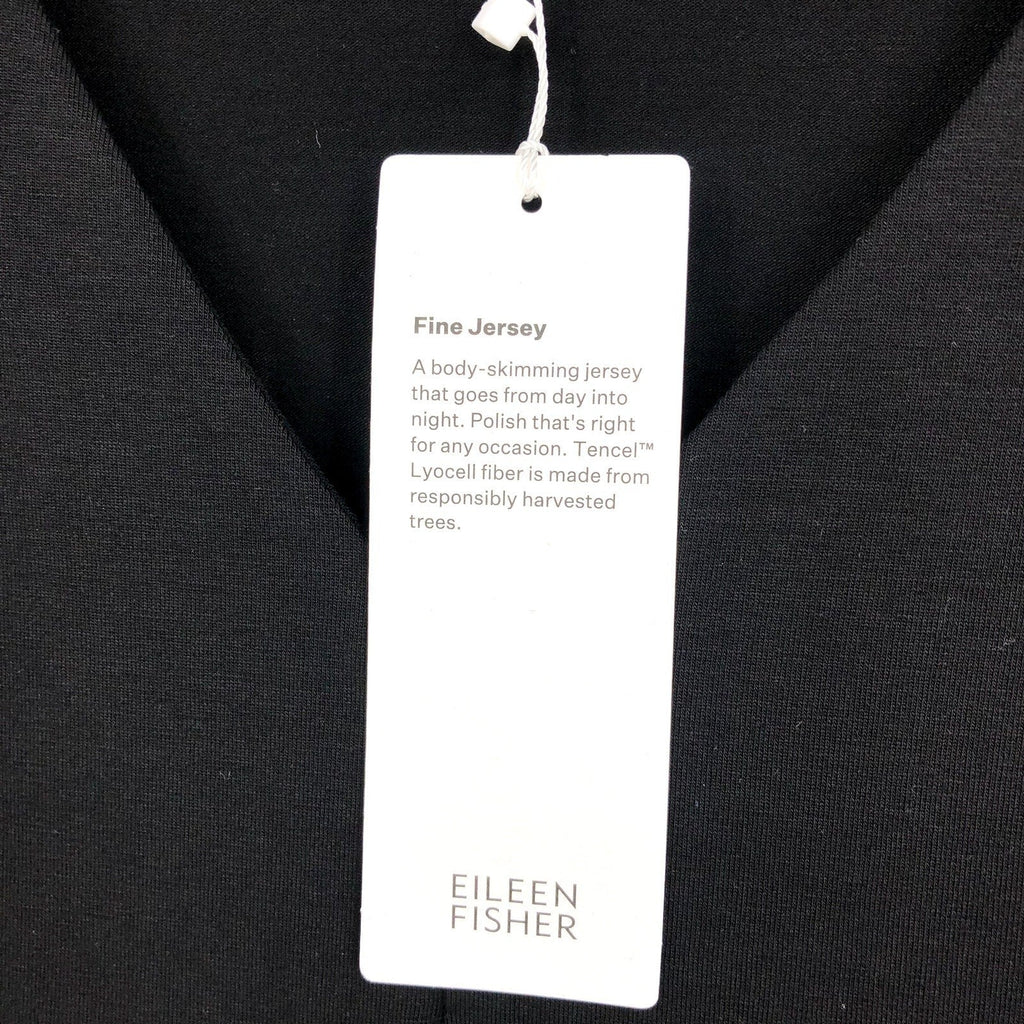 EILEEN FISHER Women's Fine Jersey Long Sleeve V-Neck Top XS Black Slim Fit NWT