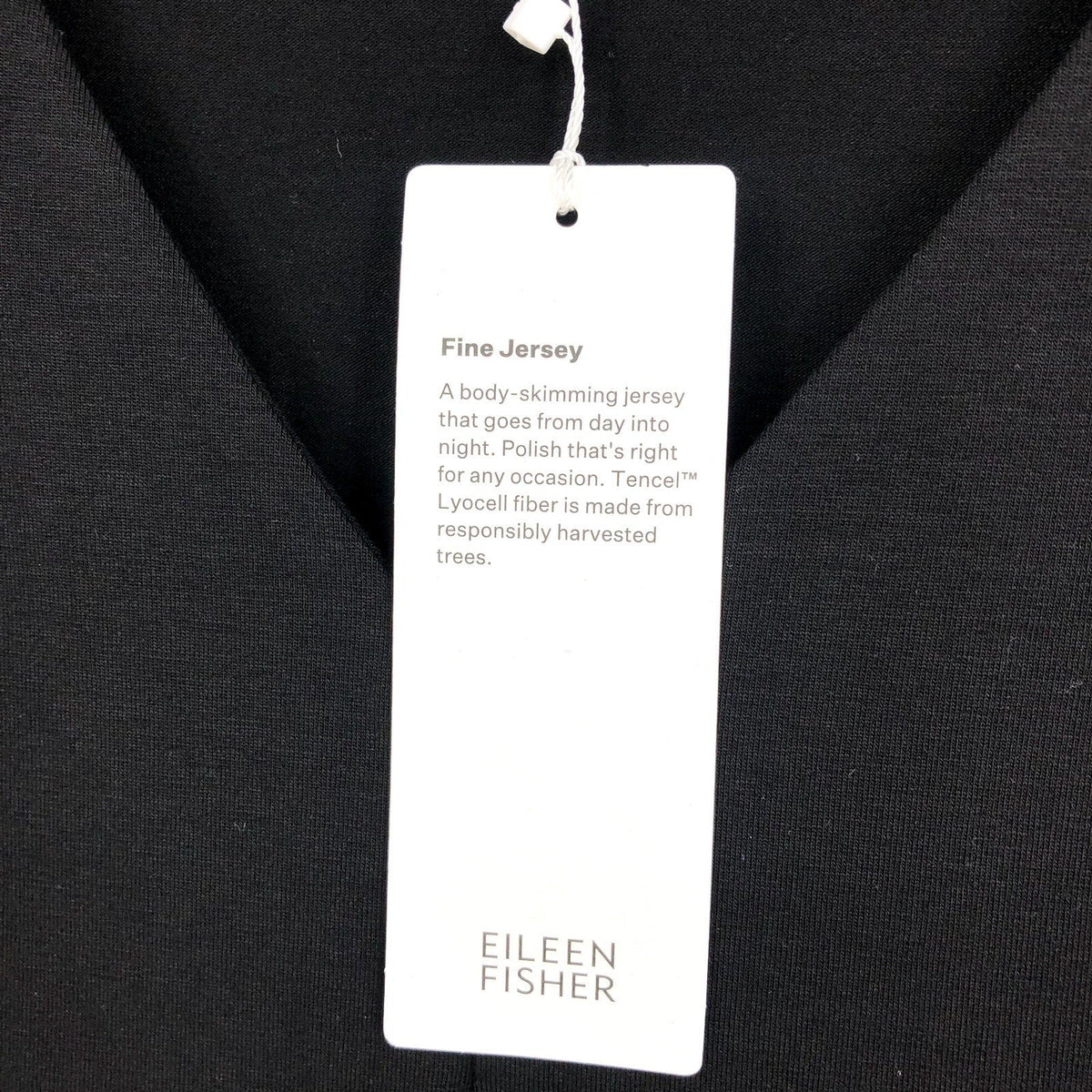 EILEEN FISHER Women's Fine Jersey Long Sleeve V-Neck Top XS Black Slim Fit NWT