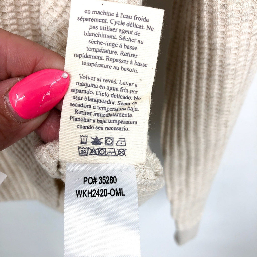 FAHERTY Women's Legend Waffle Layering Crew Shirt Small Oatmeal Cream NWT
