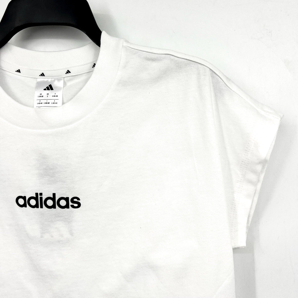 ADIDAS Women's Essentials Linear Single Tee Large White Short Sleeve NWT