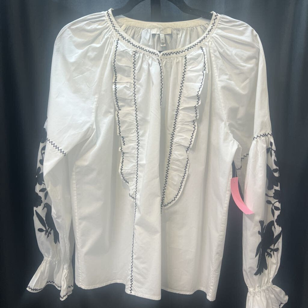 Joie Cotton Embroidered Sleeve TOPS Medium