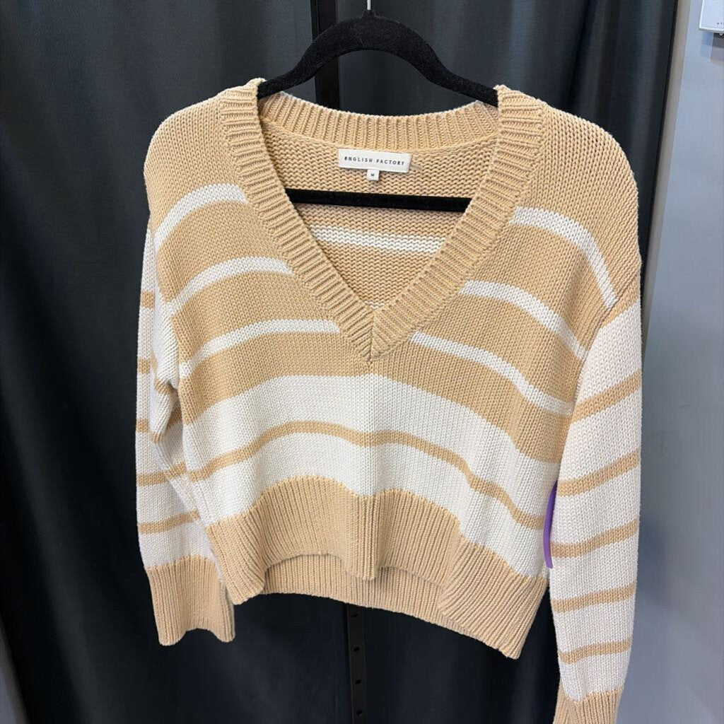 English Factory Striped Vneck SWEATERS M