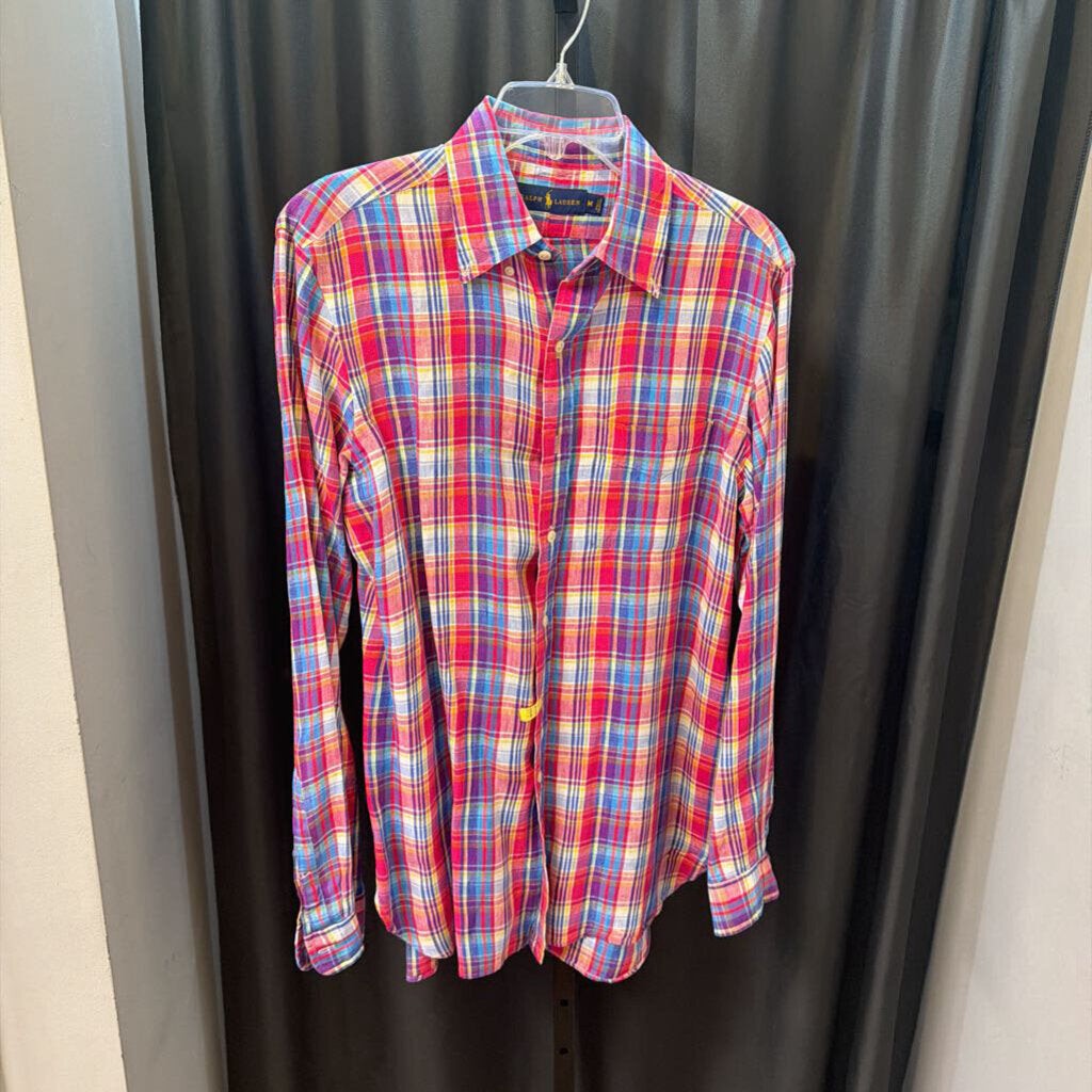 Ralph Lauren LS Linen Plaid MENS SHIRTS M