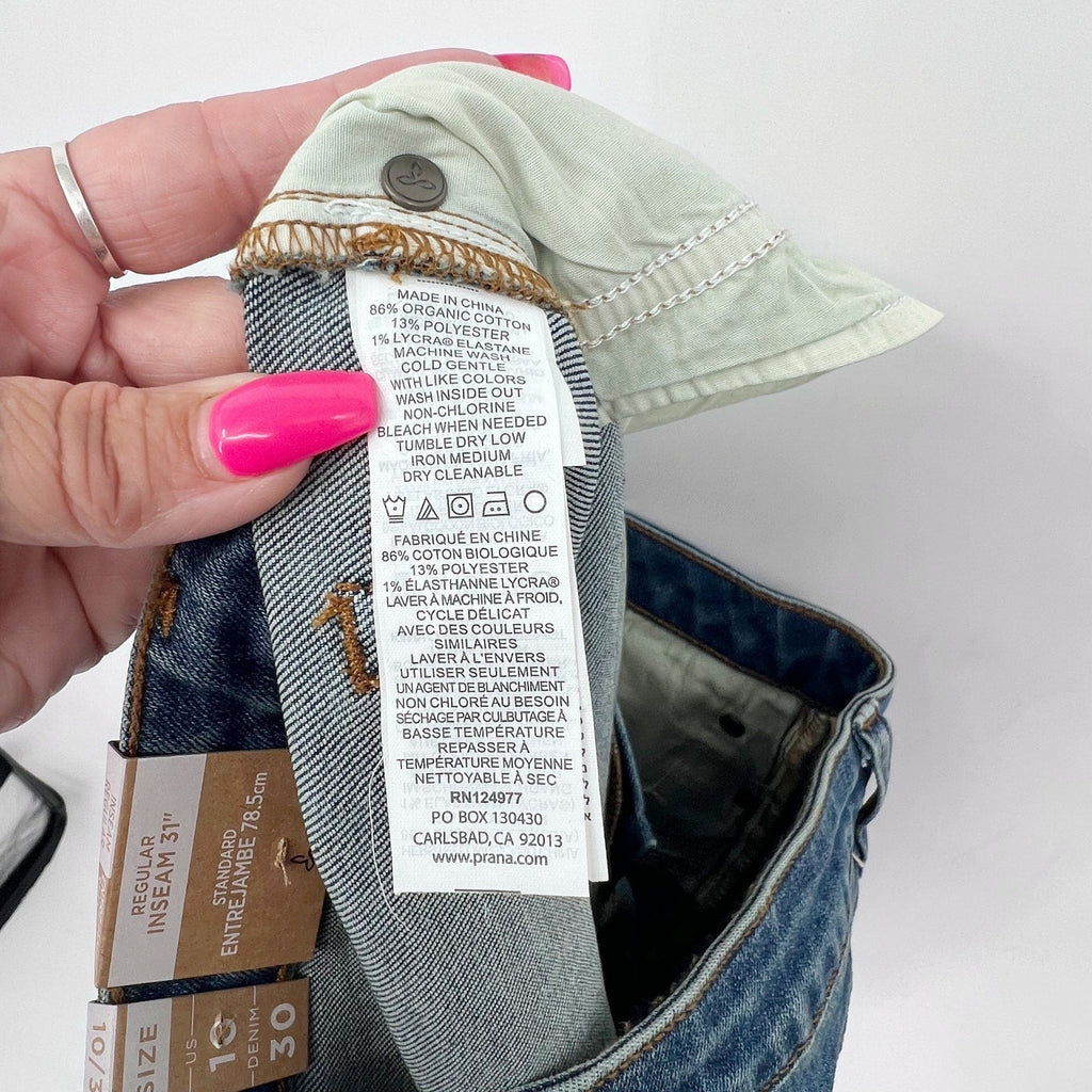 PRANA Womens Sienna Skinny Jeans Size 10 30x31 True Blue Stretch Mid Rise NWT