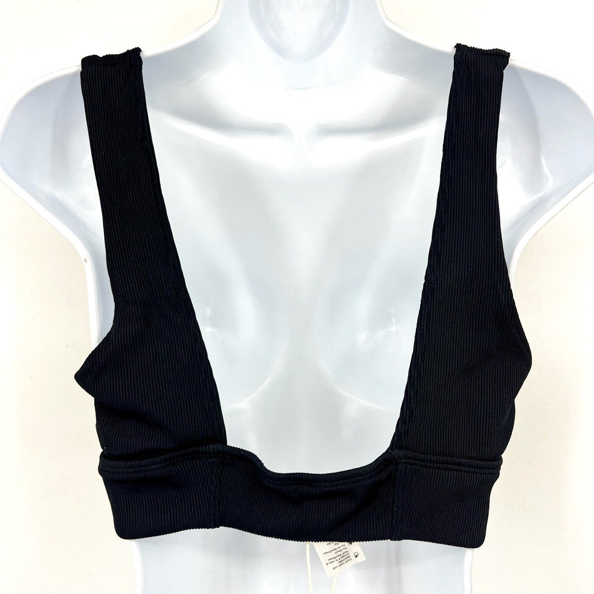 L*SPACE Women's Hailey Rib Bikini Top Medium Black Sweetheart Neck NWT