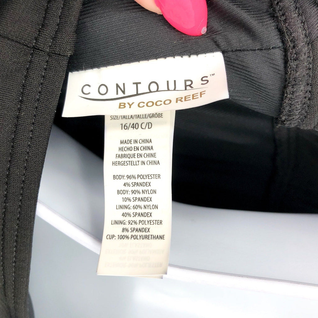 COCO REEF CONTOURS Athena Draped Halter Swim Dress 16-40C/D Black Heritage NWT
