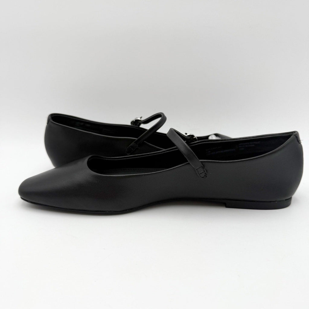Steve Madden Womens Maple Flats Size 7.5 M Black Leather Mary Jane NWOB