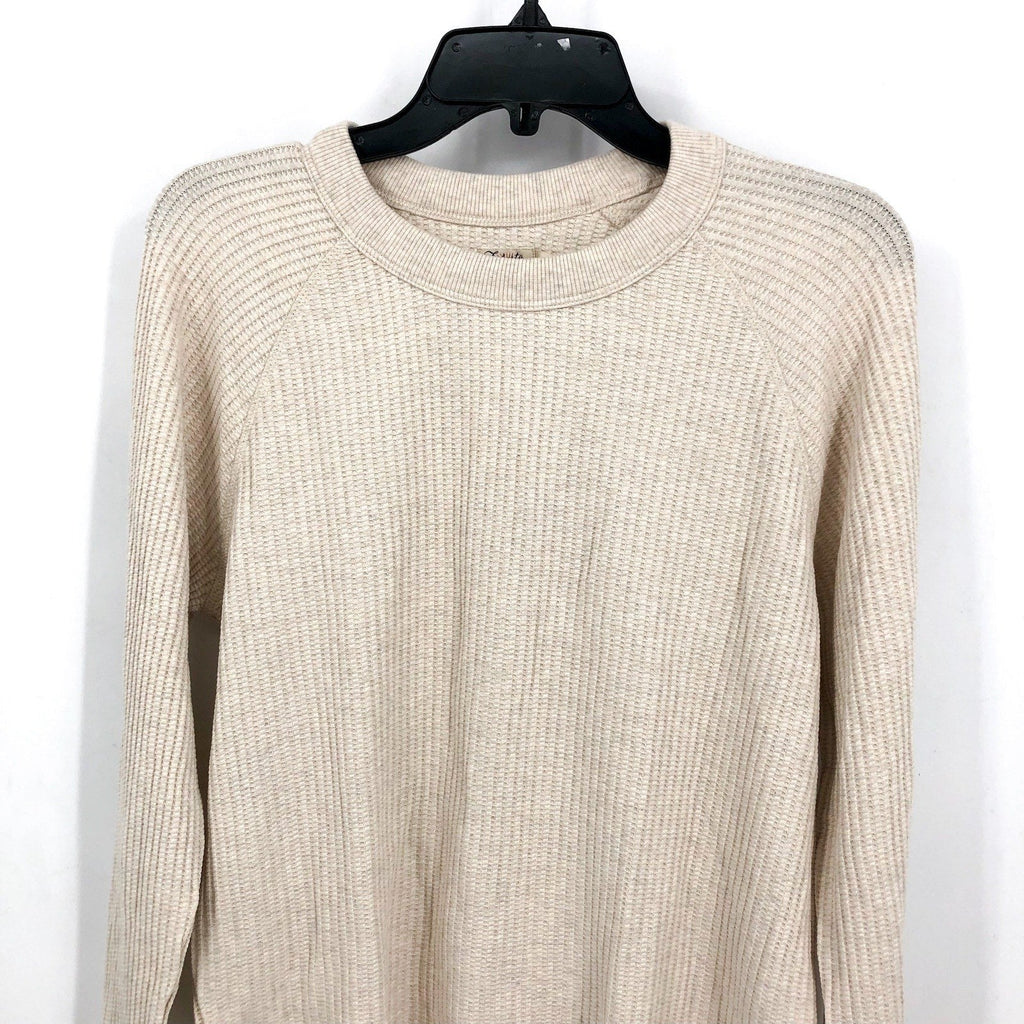 FAHERTY Women's Legend Waffle Layering Crew Shirt Small Oatmeal Cream NWT