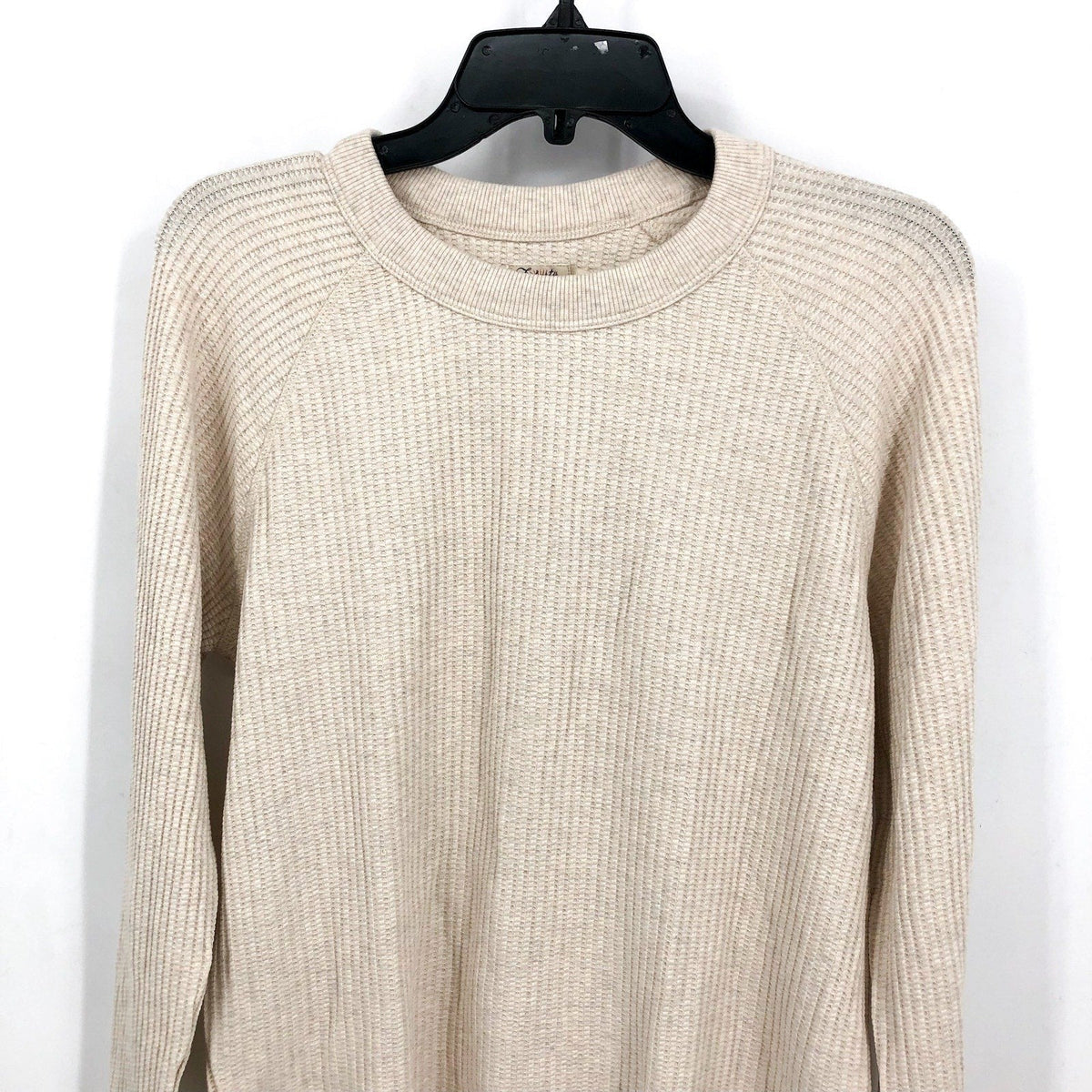 FAHERTY Women's Legend Waffle Layering Crew Shirt Small Oatmeal Cream NWT