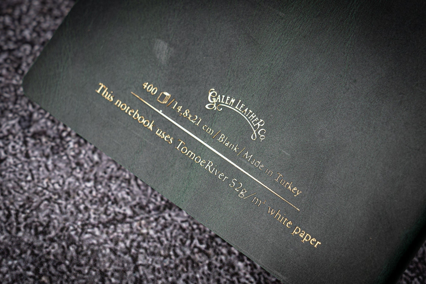 Leather Notebook - Tomoe River Paper - A5 - Crazy Horse Forest Green