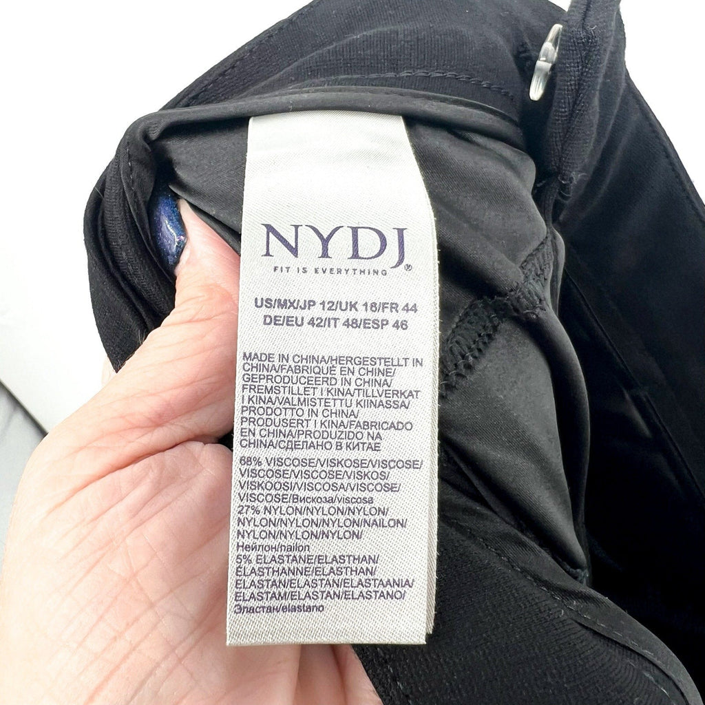 NYDJ Women's Slim Trouser Pants Size 12 Black Ponte Knit High Rise NWT