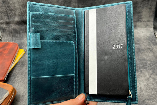 Leather Hobonichi Weeks Cover - C. H. Ocean Blue