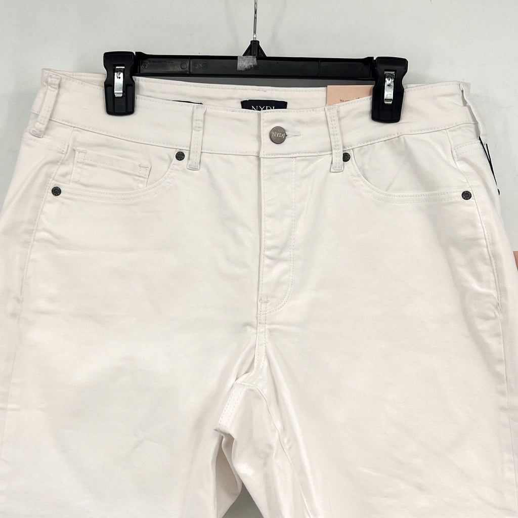 NYDJ Womens Ella Denim Shorts Size 14 PETITE Optic White 8" Inseam NWT