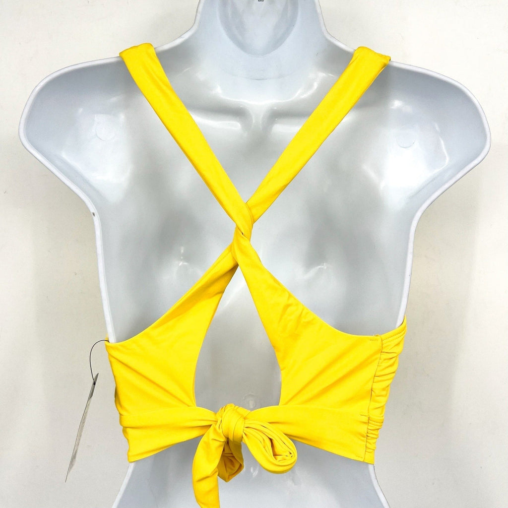 LAUREN RALPH LAUREN Twist X Back Bikini Top SIZE 12 Bright Yellow Beach Club NWT