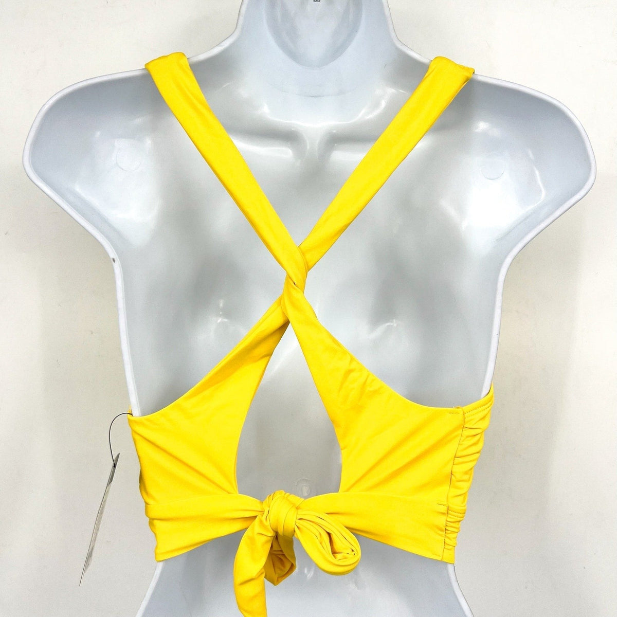 LAUREN RALPH LAUREN Twist X Back Bikini Top SIZE 12 Bright Yellow Beach Club NWT