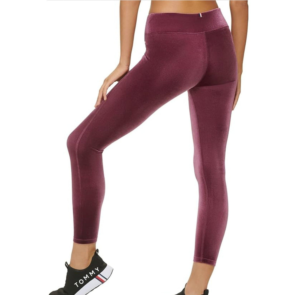TOMMY HILFIGER Women's Velvet Active Leggings Crushed Grape XS