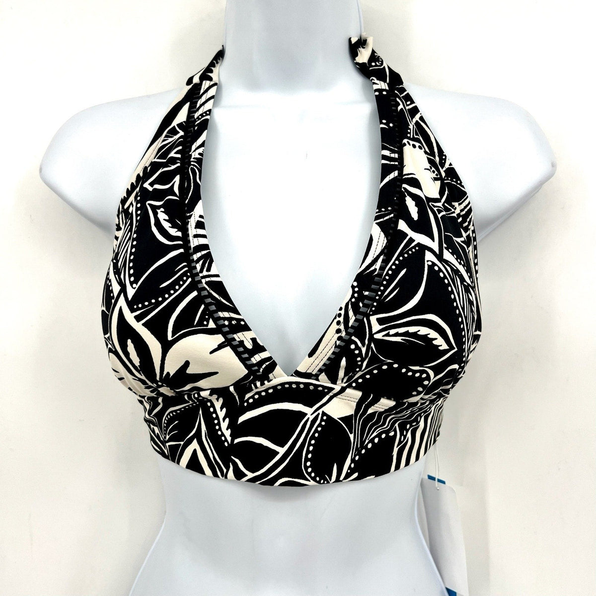 BLEU ROD BEATTIE Ciao Bella Banded Halter Top Size 12 Black White Floral NWT