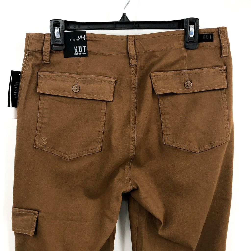 KUT FROM THE KLOTH Cargo Pants Size 12 Brown Autumn Ankle Straight Leg NWT