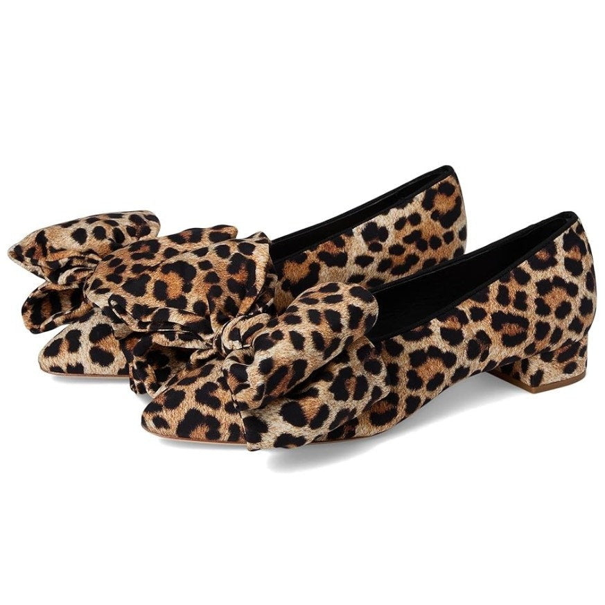 Loeffler Randall Womens Noa Heels Size 9.5 B Black Brown Leopard Bow NIB