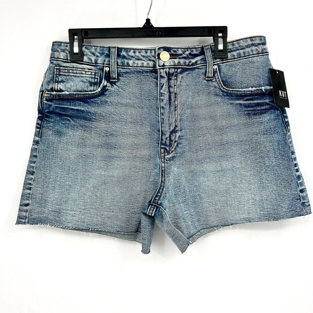 KUT FROM THE KLOTH Taylor Denim Shorts Size 8 Freedom Blue High Waist CutOff NWT
