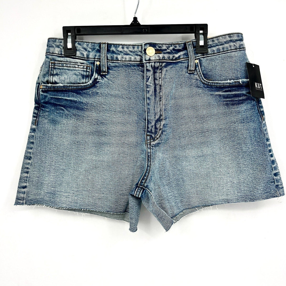 KUT FROM THE KLOTH Taylor Denim Shorts Size 8 Freedom Blue High Waist CutOff NWT