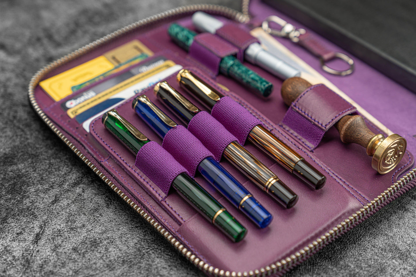 Leather Zippered A5 Leuchtturm1917 Notebook Folio - Purple