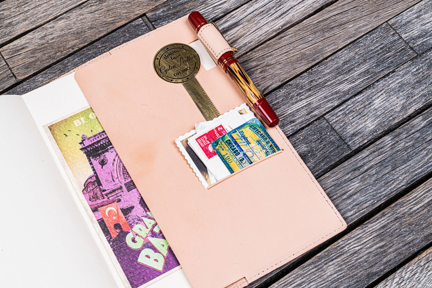 Leather Slim A5 Notebook / Planner Cover - Undyed Leather
