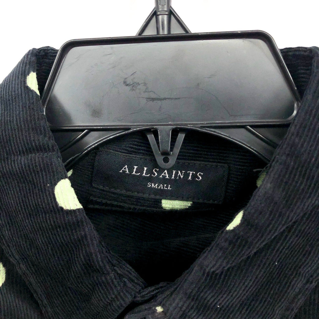 ALLSAINTS Men's Ocular Corduroy Shirt Small Black Long Sleeve Polka Dot NWT
