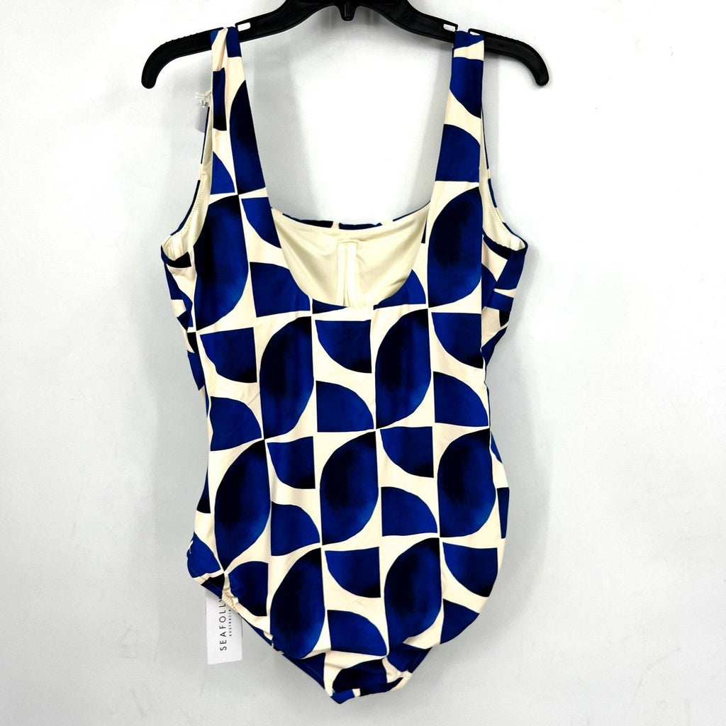SEAFOLLY Women' Sunray DD One Piece Swimsuit Size 14 Blue Ultramarine Print NWT